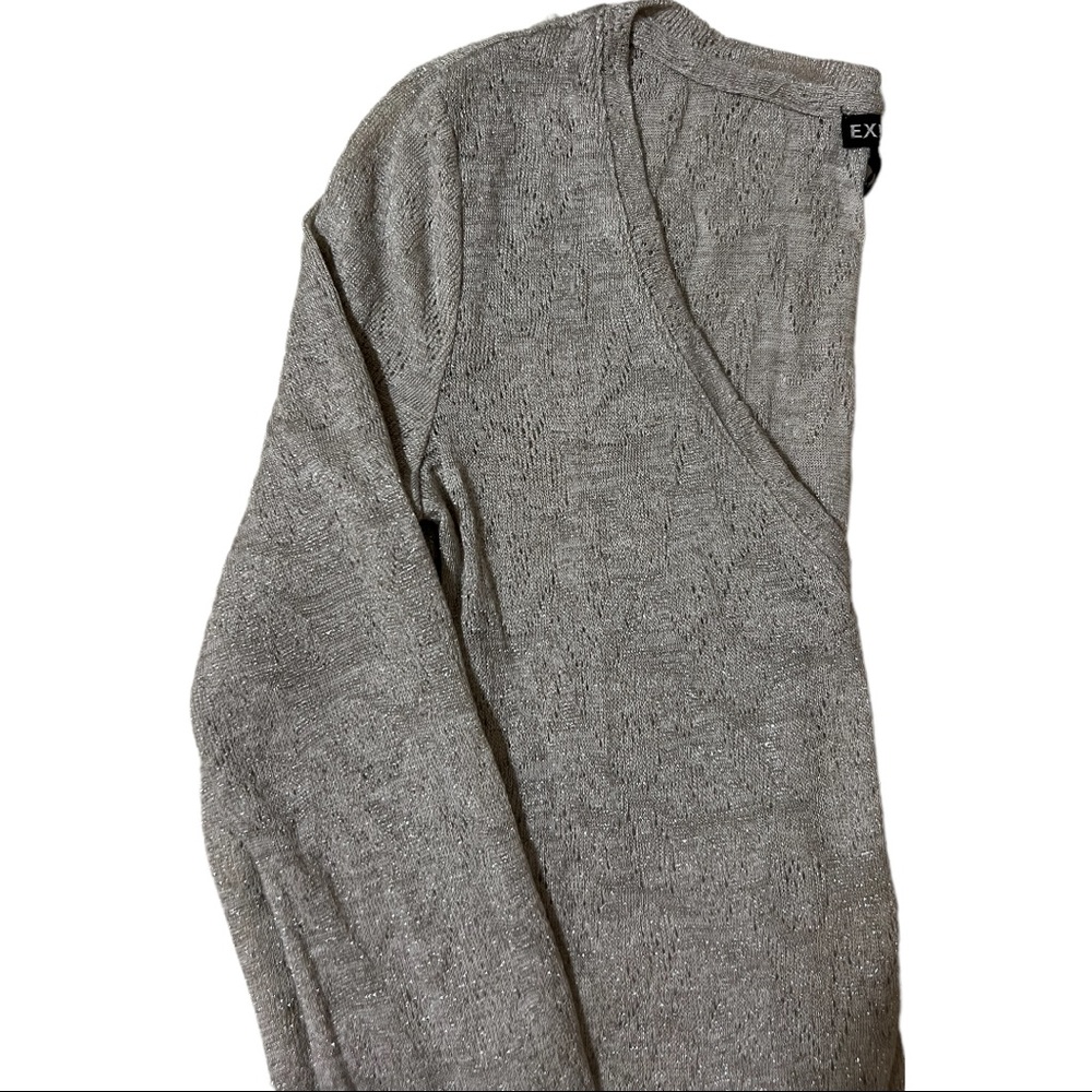 EXPRESS Women Long-Sleeved pullover blouse, Metallic Grey, Size S - Picture 7 of 9